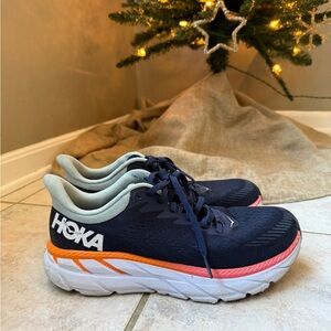 Hoka Women’s Navy and Orange Sneakers